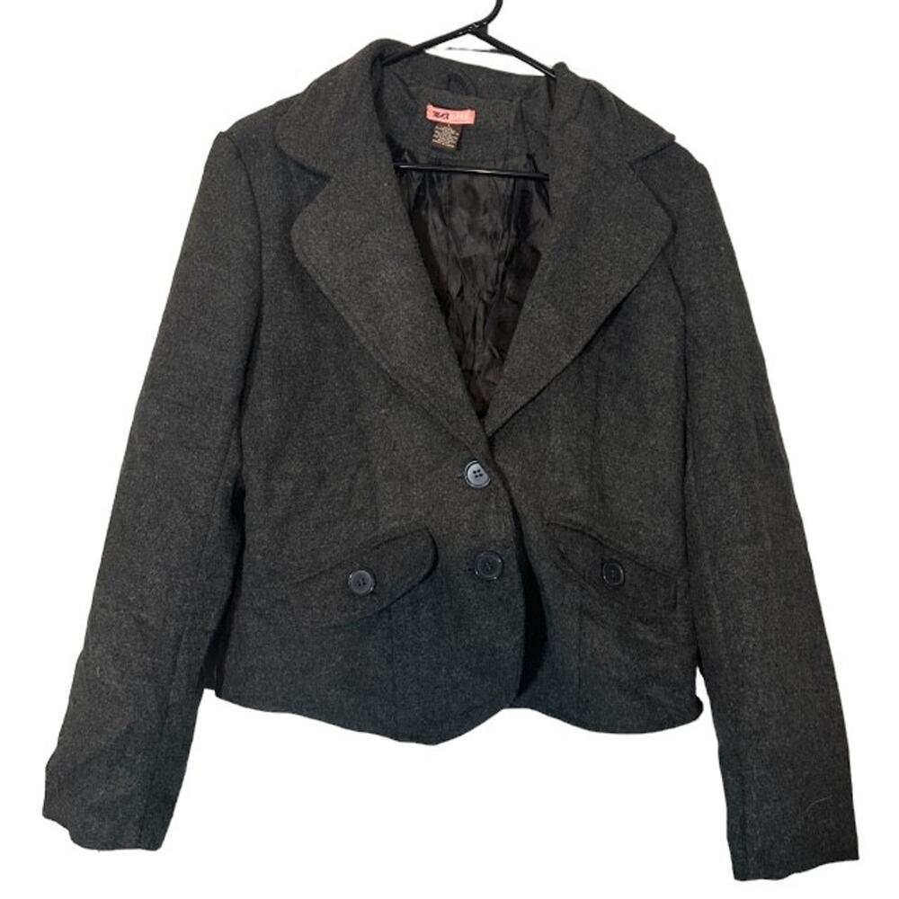 Max Rave Women’s Gray Wool Blend One-Button Notched Blazer Jacket Size Large